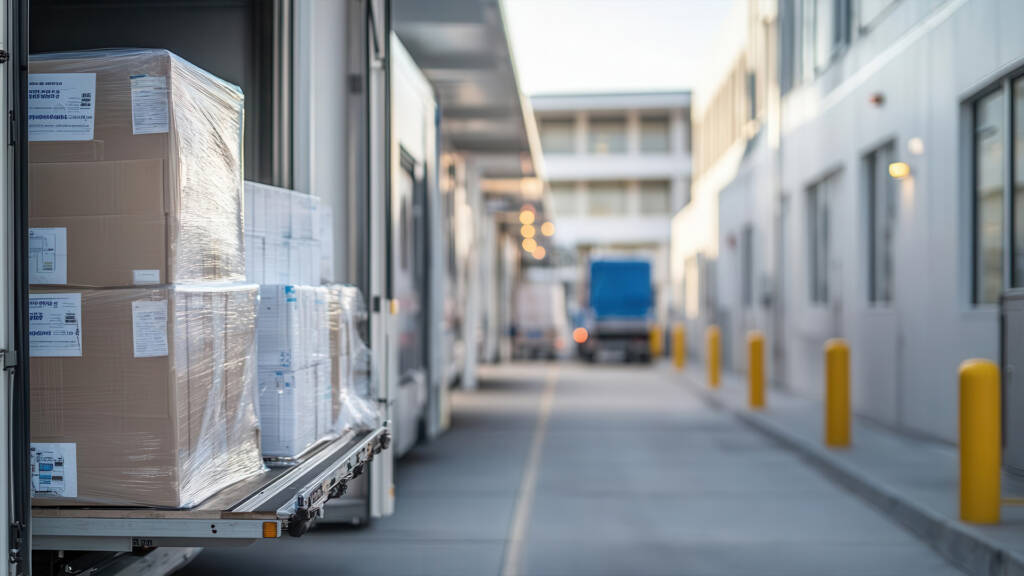 Pallet e scatole di merce pronte per la spedizione